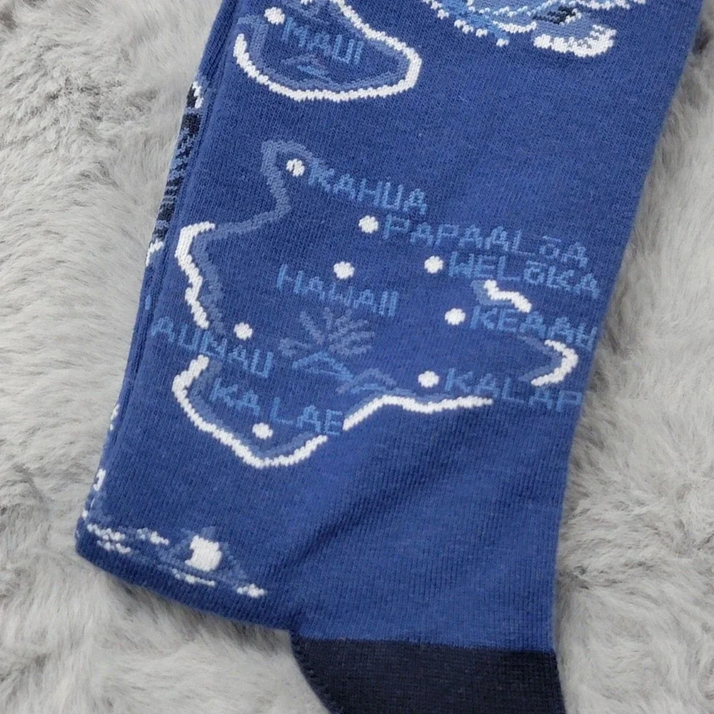Polo Ralph Lauren Socks Mens 10-13 Blue Hawaii Island Map Eagle Mid Calf Cotton